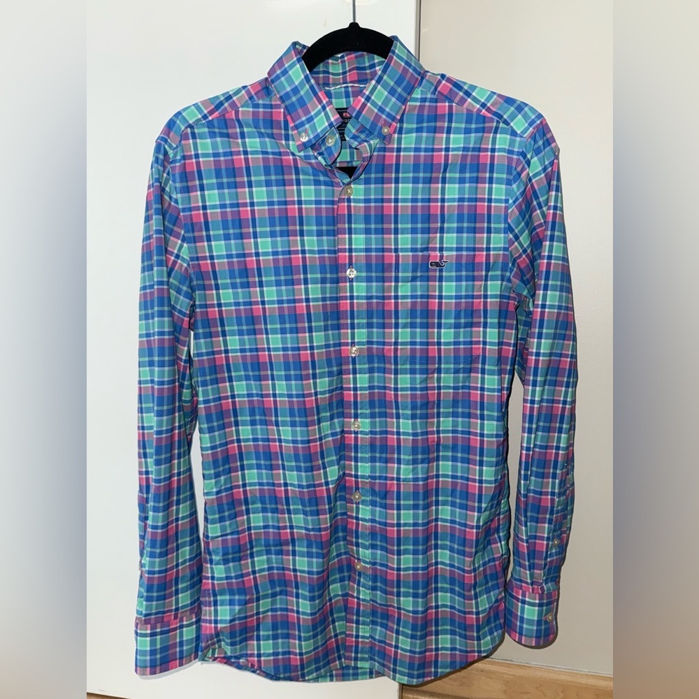 Vineyard Vines Performance Plaid Shirt (XS) – Classic Fit Tucker, Long Sleeve